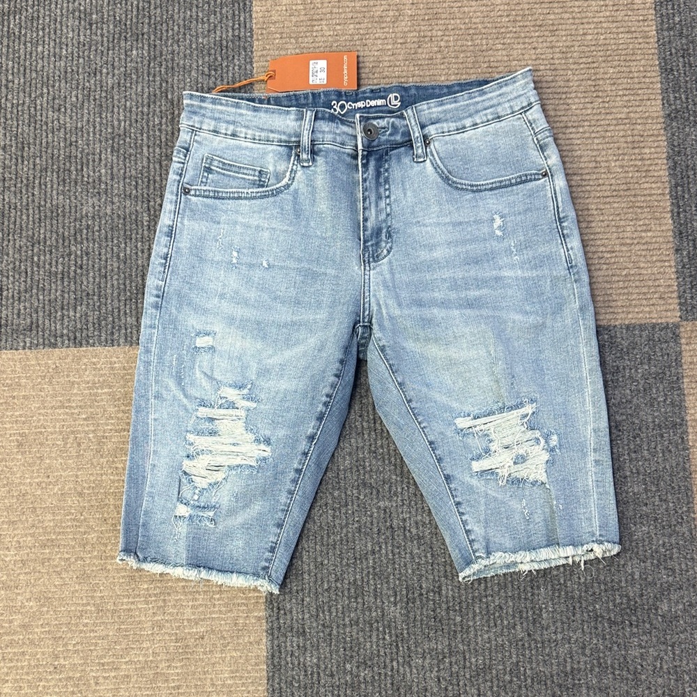 Denim Blue Distressed Men Shorts